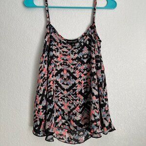 About a Girl babydoll geometric tank, Navy and Pink, Size XS